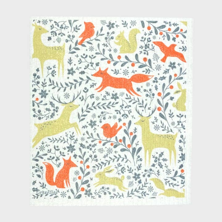 Forest Animals Towel | Kitchen Cloth | Swedish Dish Cloth for wholesale by Green Bee Tea Towels