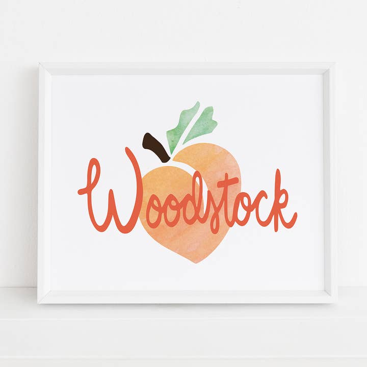 Impressão de Arte Pêssego de Woodstock Georgia (8x10) - Arte de Parede de Atlanta por atacado de Sunny Day Designs