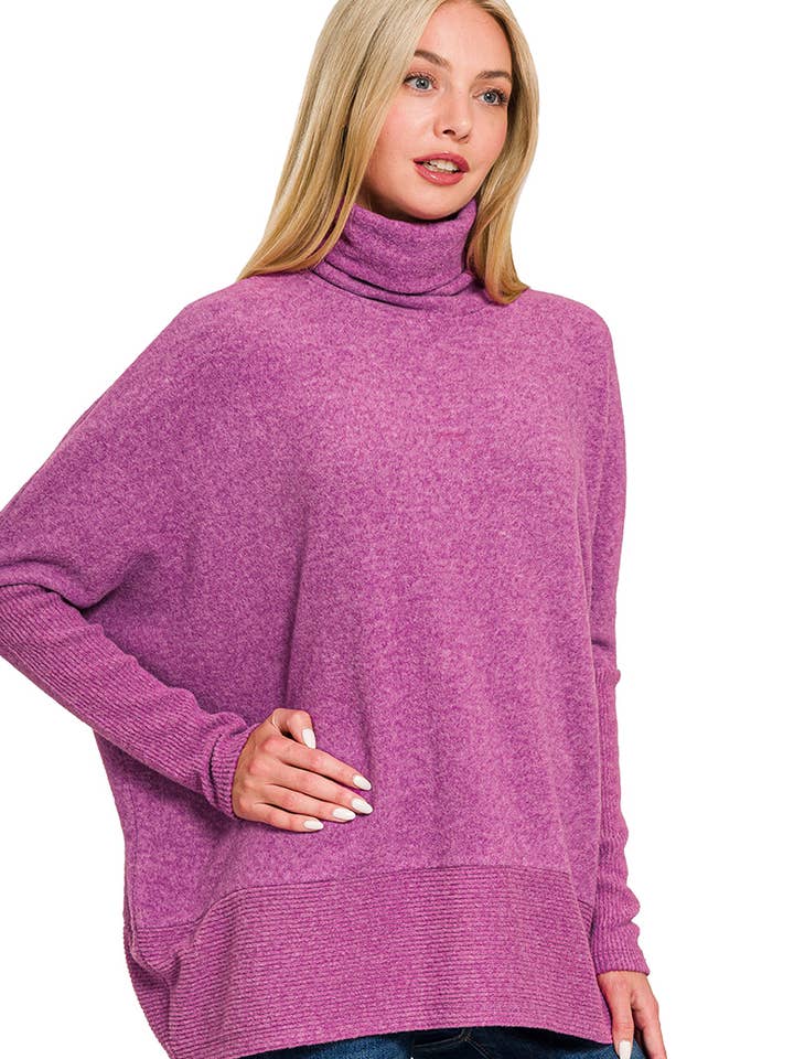 42POPS - Vente Pull tunique – femme - Pull à col roulé en Hacci brossé4