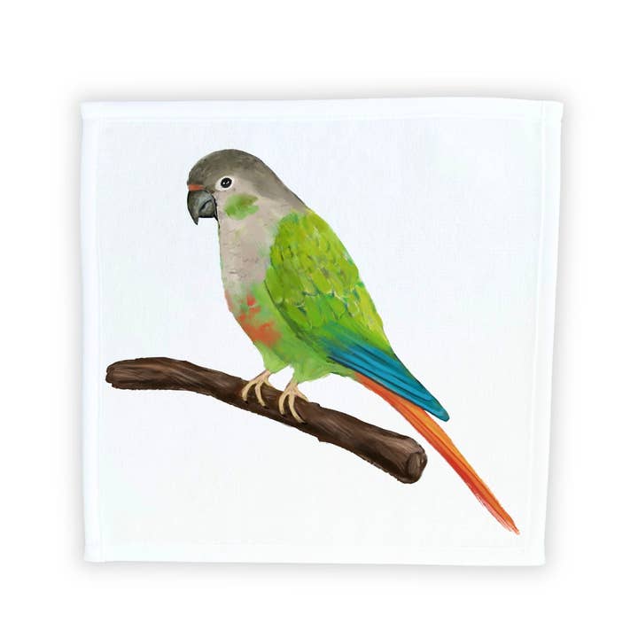 MerikaArt - Wholesale Wash Cloth - Green Parrot Washcloth1
