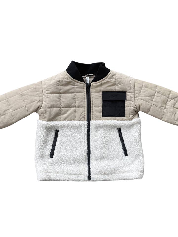 Quilted Sherpa Jacket Baby/Kids Clothing Fall 2025 for wholesale by babysprouts clothing company