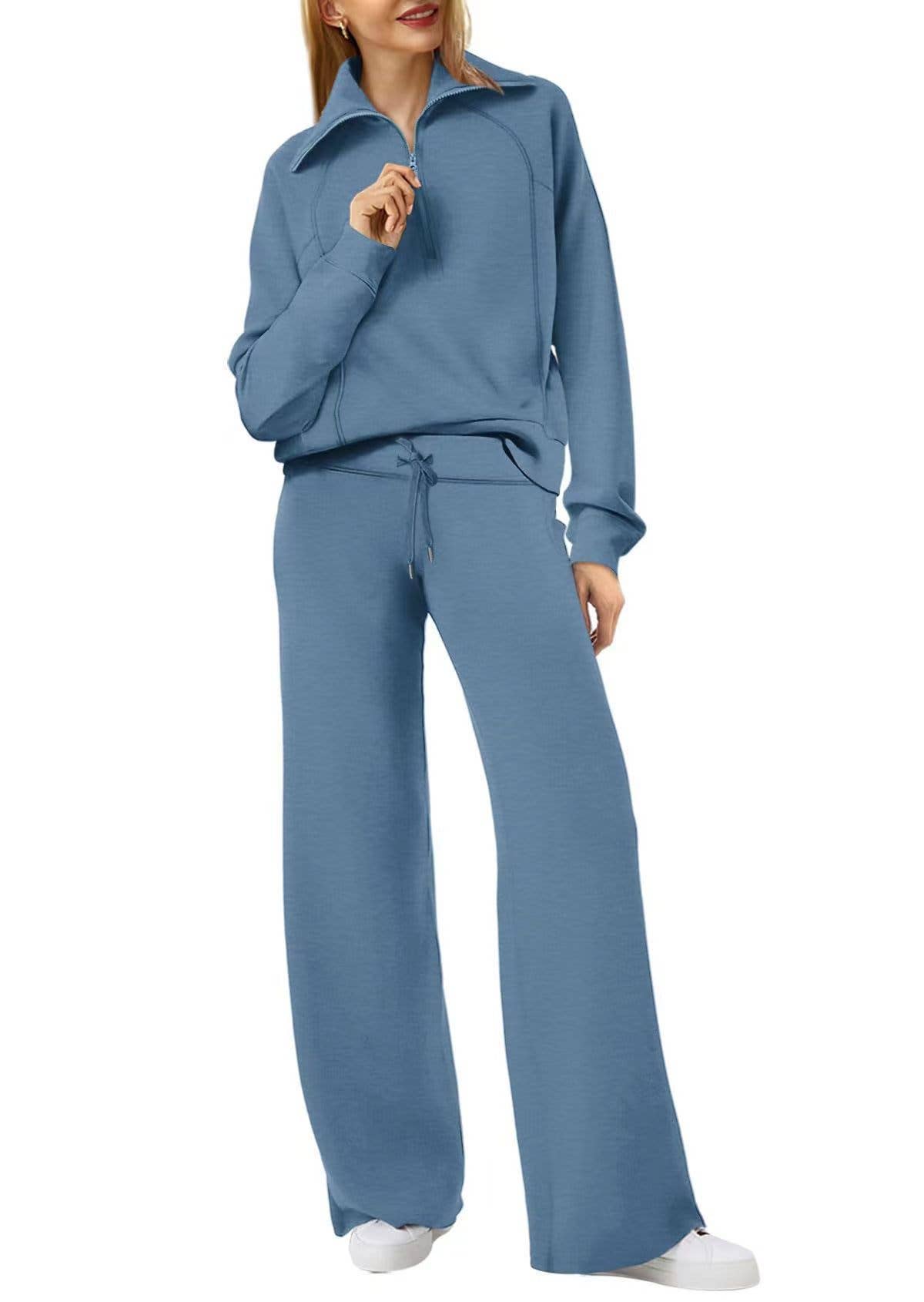 Rosa Clothing - Wholesale Top & Pant Set (NOT Loungewear) - Women's - Oversized Half zip Sweatshirt & Pants 2 Piece Tracksuit5