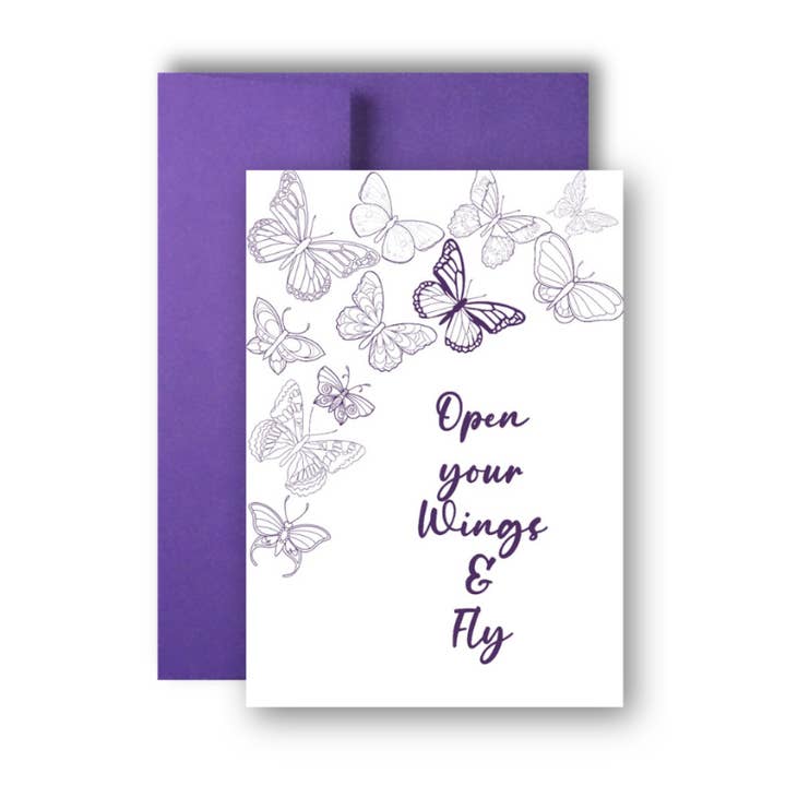Open Your Wings & Fly Greeting Card- Butterflies for wholesale by Brandi Creations Design Studio