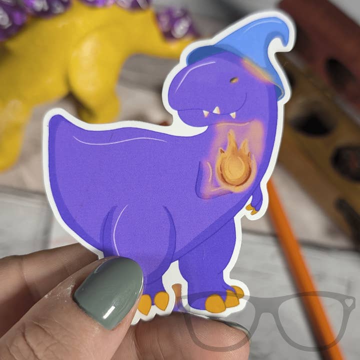 Autocolante de vinil de dinossauro Sr. Bolan o T.rex Feiticeiro por atacado de Mini Geek Boutique