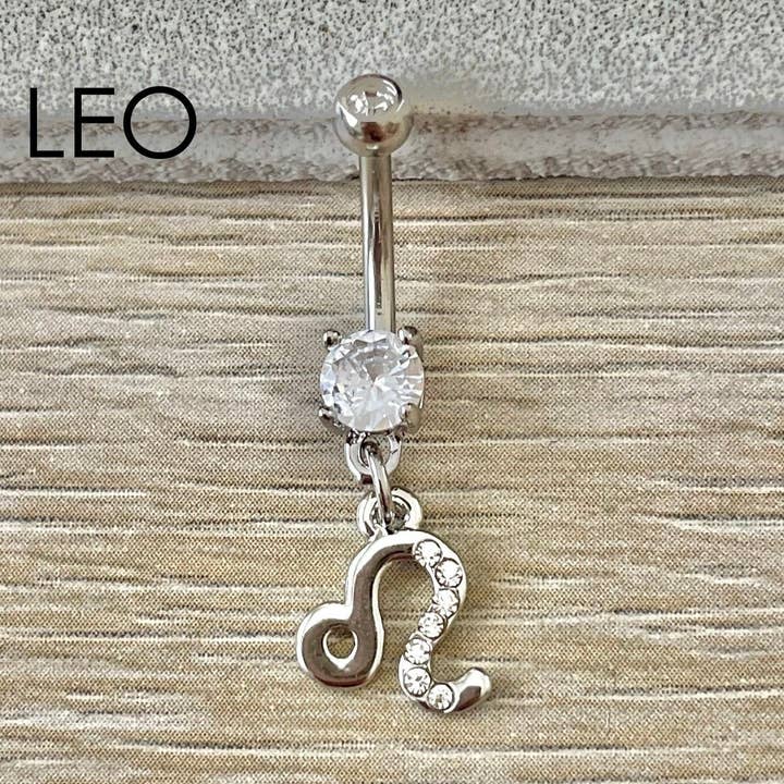 Leo Zodiac Belly Button Piercings (14G | 10mm | Surgical Steel | All Zodiac Options) for wholesale by Elara Body Jewelry