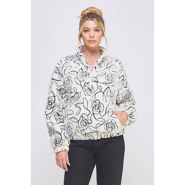 Cozy Rose Soutache Serpa Pullover med halv lynlås for engroshandel hos Allie Rose