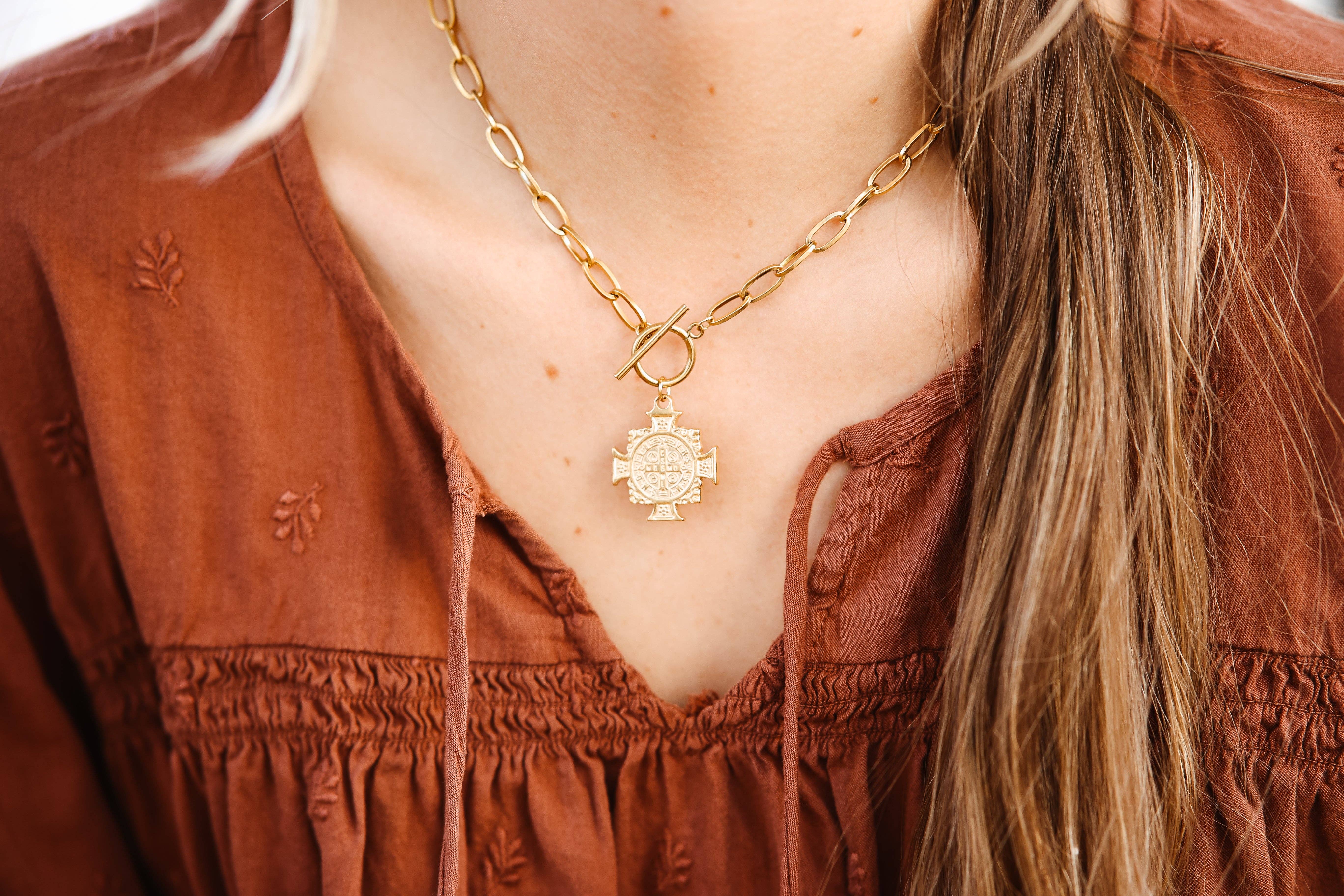 Sophie Mo’s Jewelry - Wholesale Pendant/Charm Necklace - St. Benedict Cross Toggle Necklace1