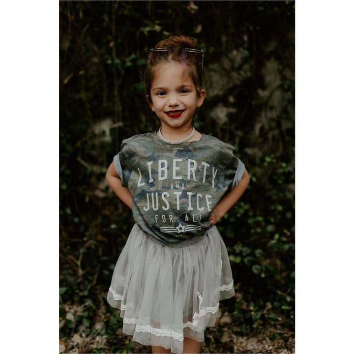 Southern Bliss Co. - Wholesale Screen Printed T-Shirt - Women's - Liberty and Justice Camo Tee