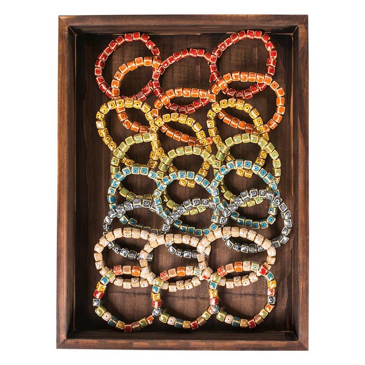 Hadley Wren – Pulseira de missangas por atacado – Mini pulseira de argila em forma de cubo - pacote com 24 sortidos2