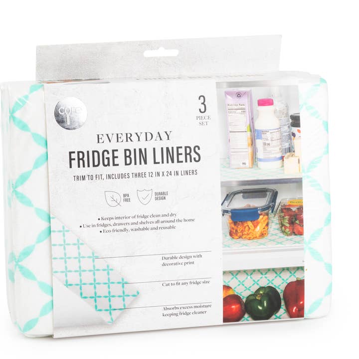 Core Home - Wholesale Food Storage Wrap/Bag - 3pk Fridge Bin Liners - Quatrefoil