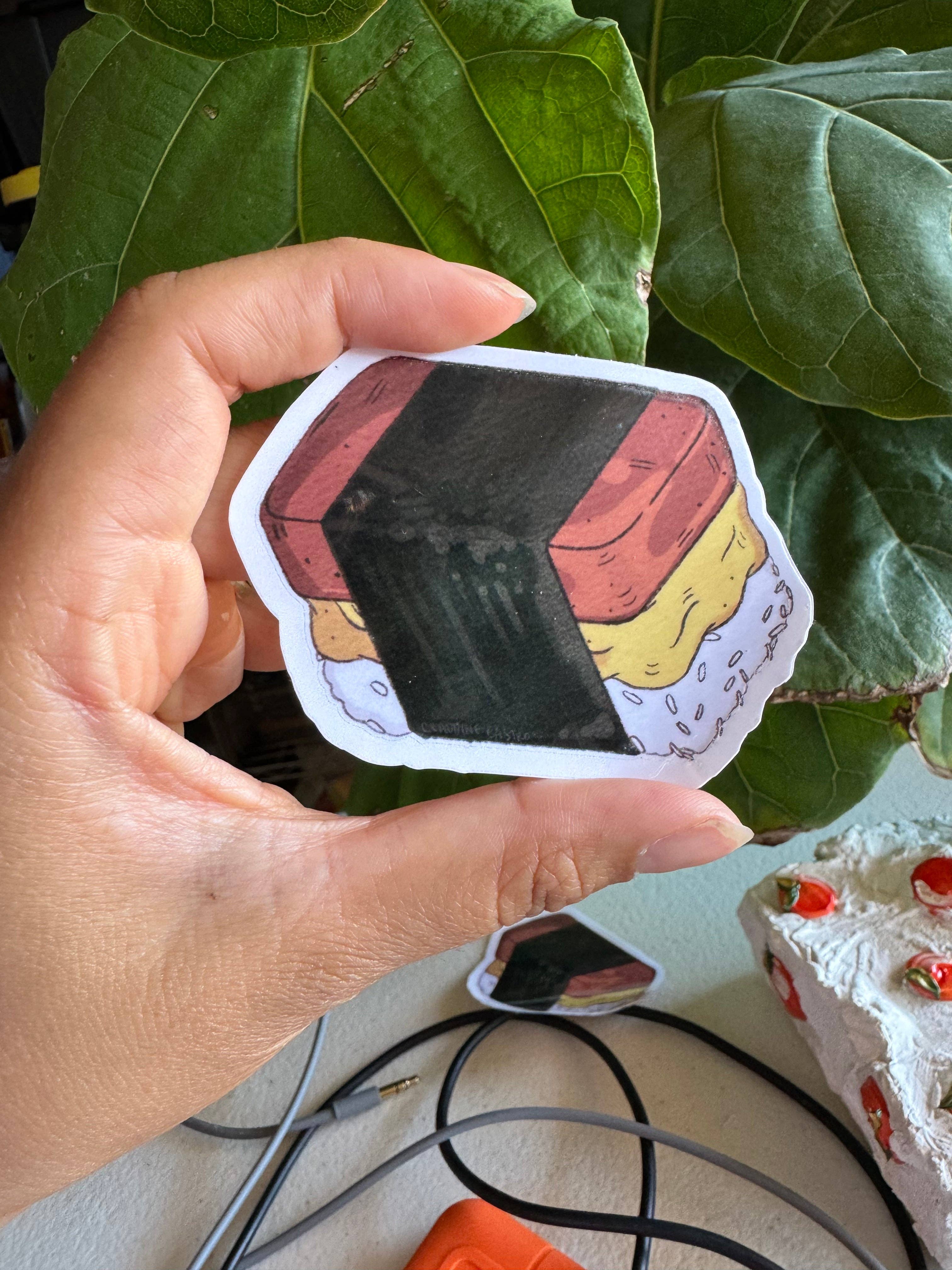 Claudine Castro Art – wholesale Sticker – Spam Musubi Sticker, Laptop Sticker, Hawaiian Food6