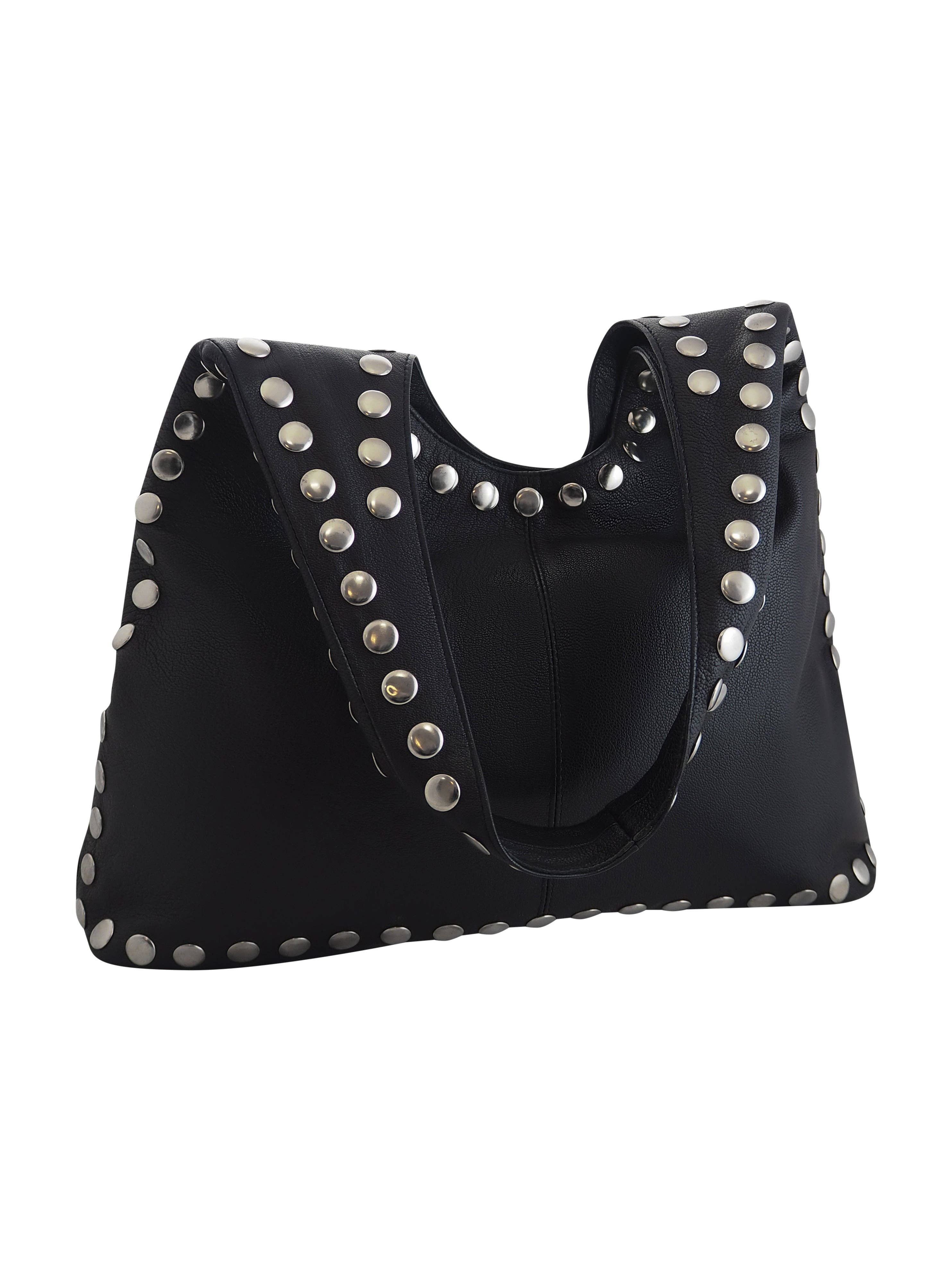 Cadelle Leather - Wholesale Shoulder bag – women's - Jenna Studded Hobo | Black3
