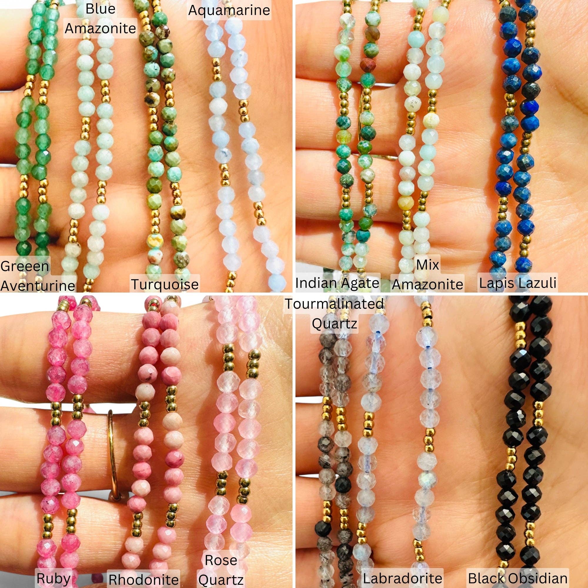 Soul Charms - Wholesale Choker/Collar - Birthstone Gemstone Choker Necklace, Waterproof 18K Gold2