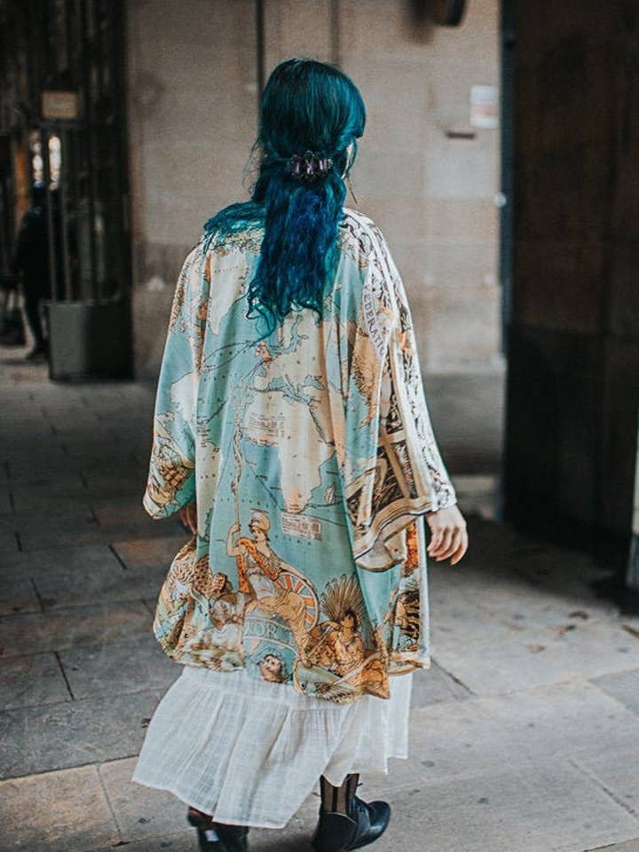 Costurero Real - Wholesale Kimono - Women's - Map Victorian Vintage Robe Satin Cardigan boho kimono jacket2