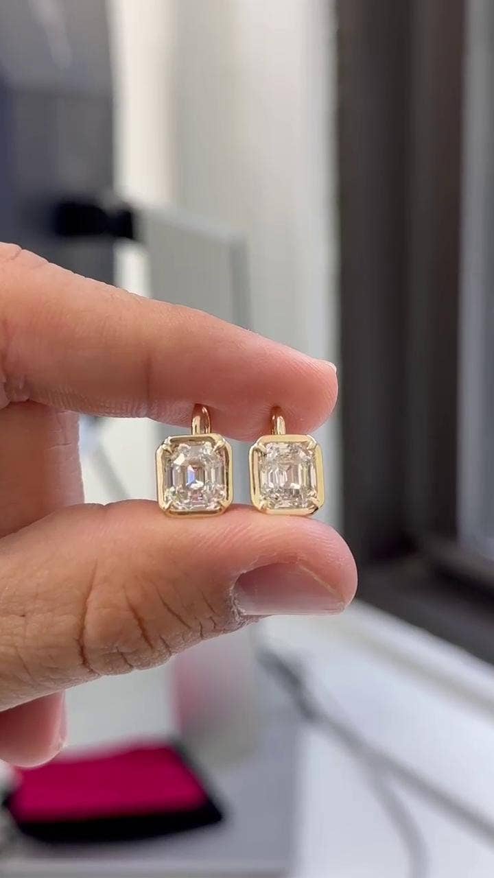 Nova Jewels LA - Wholesale Stud/Post Earrings - Antique Asscher Cut Stud Earrings | IGI Certified