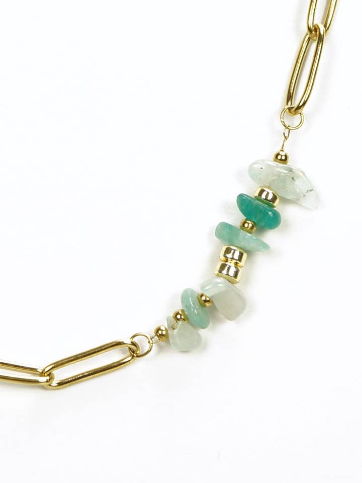 Stainless Steel Natural Stones Shell Necklace for wholesale by Victoria Moda