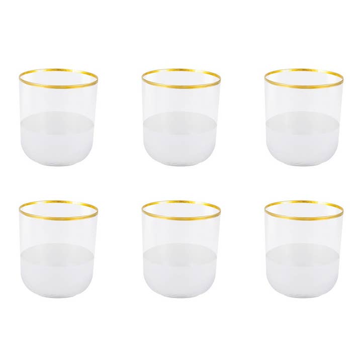 Nish low-rimmed water glasses with gold trim - set of 6 for wholesale by AULICA