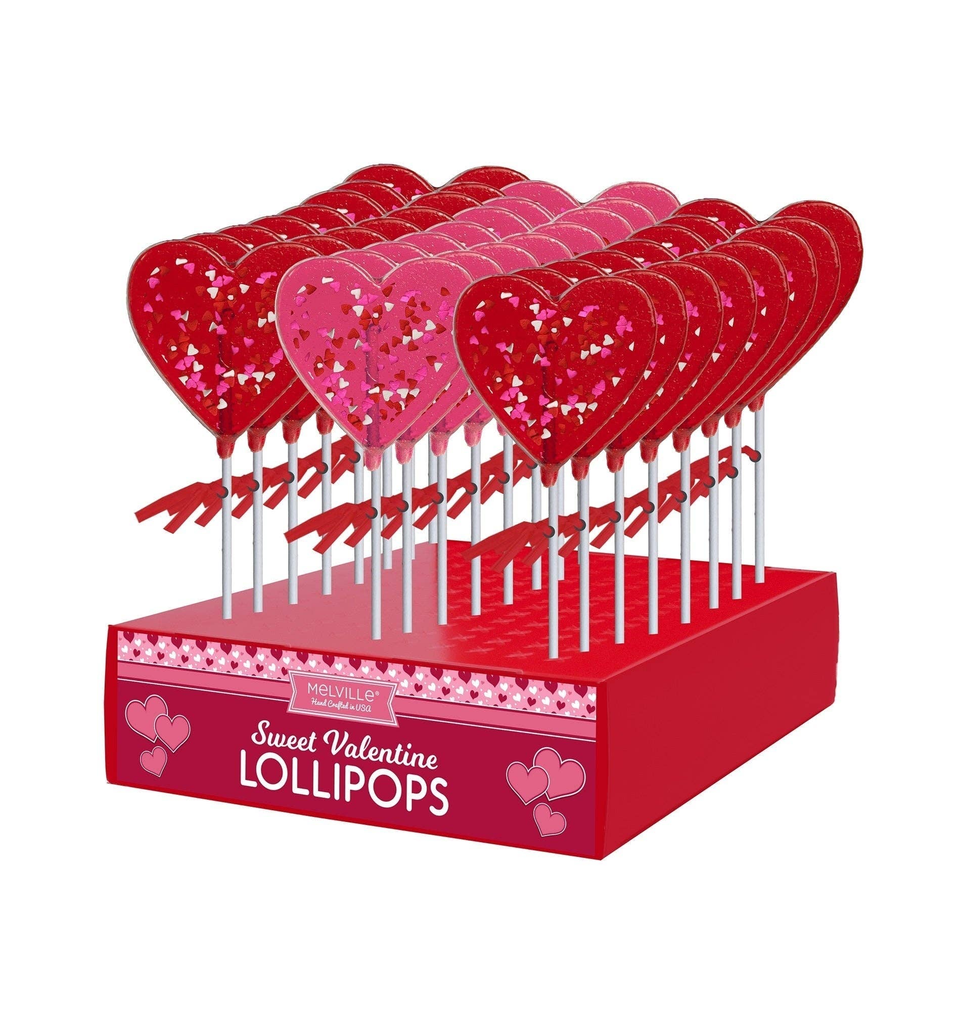 Melville Candy Company - Wholesale Lollipop - Mini Confetti Heart Lollipops - Red & Pink0