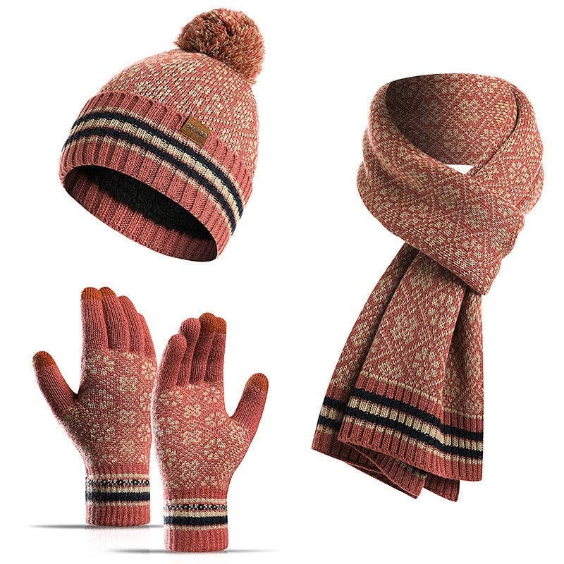 ShieldChic - Wholesale Winter Accessory Set - Women's - Three-Piece Woolen Hat, Scarf And Gloves1