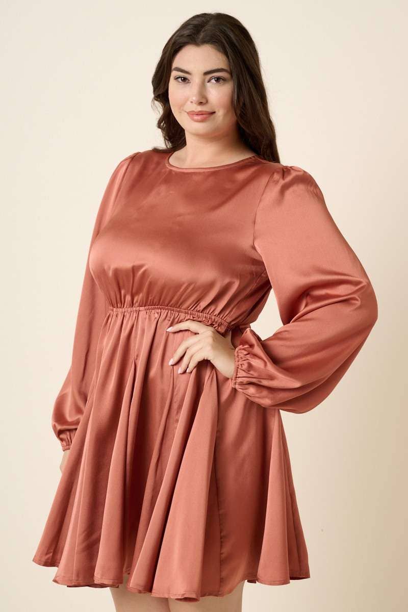 mittoshop - Wholesale Dress - Women's - PLUS SATIN CUT OUT BACK DETAIL MINI DRESS14