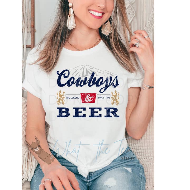 Cowboys and Beer Graphic Tee for wholesale by What the tee