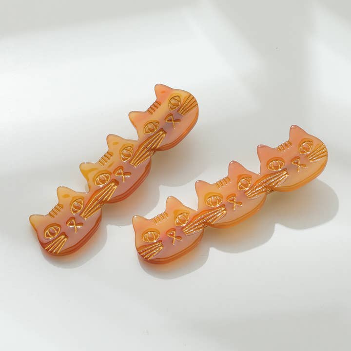 Adorro - Wholesale Hair Clip - Women's - Zoe | Triple Cat Face Barrette Hair Clip (Set of 2)7