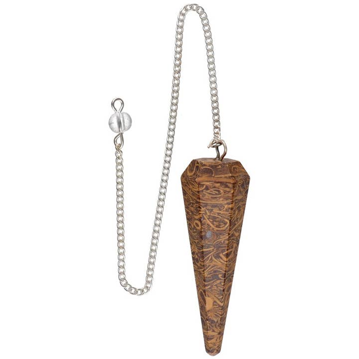Faceted Fossil Jasper Pendulum (FAC26) for wholesale by Vives de la Cortada S.L