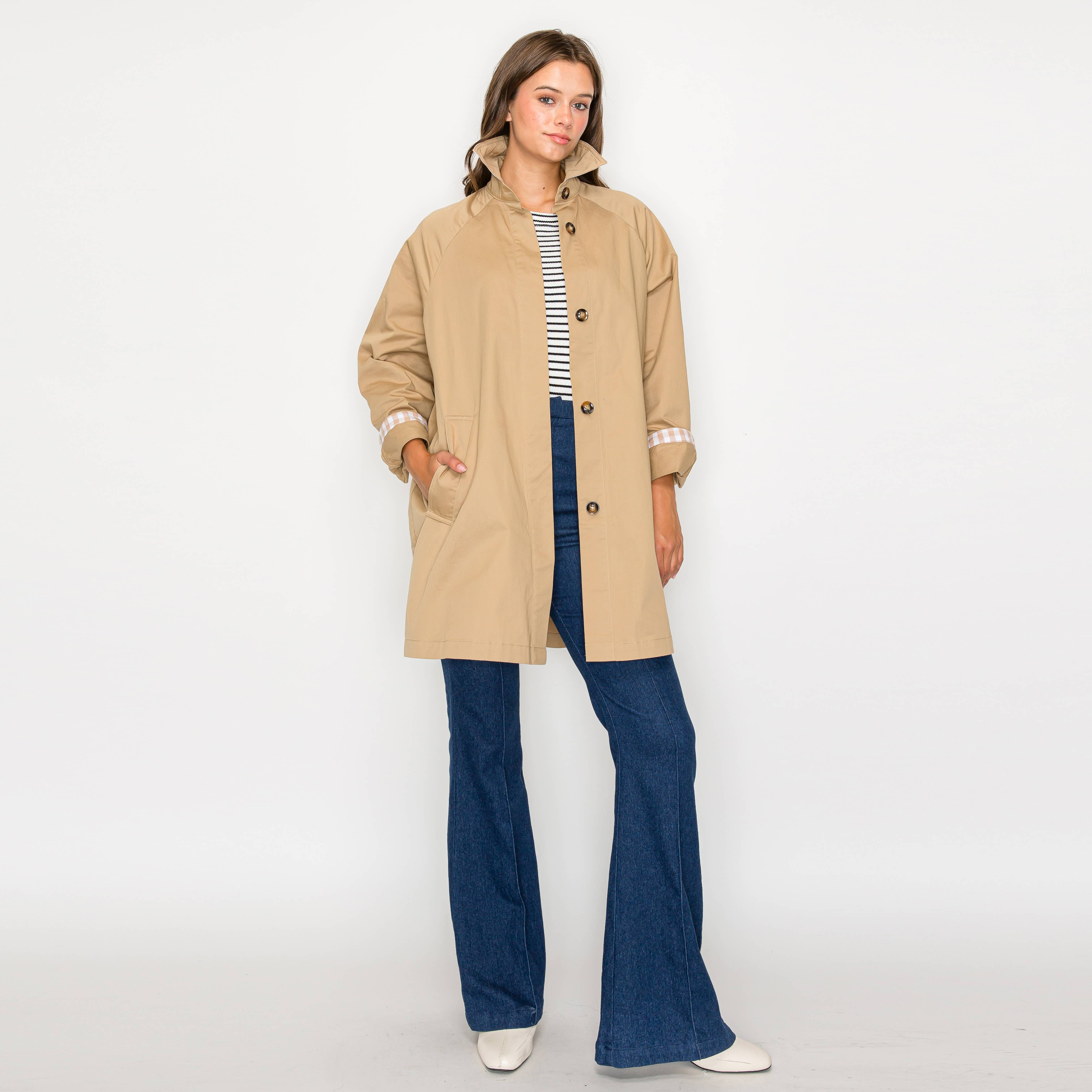 LoveWednesday – Blusão - Mulher por atacado – Trench coat francês oversized - LWJ11123