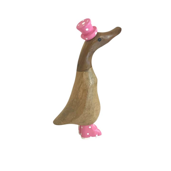 OMA - Eclectic Home - Wholesale Decorative Figurine - Duck Statue Spotty Boots Wooden Duck Coastal Home Decor - PK1