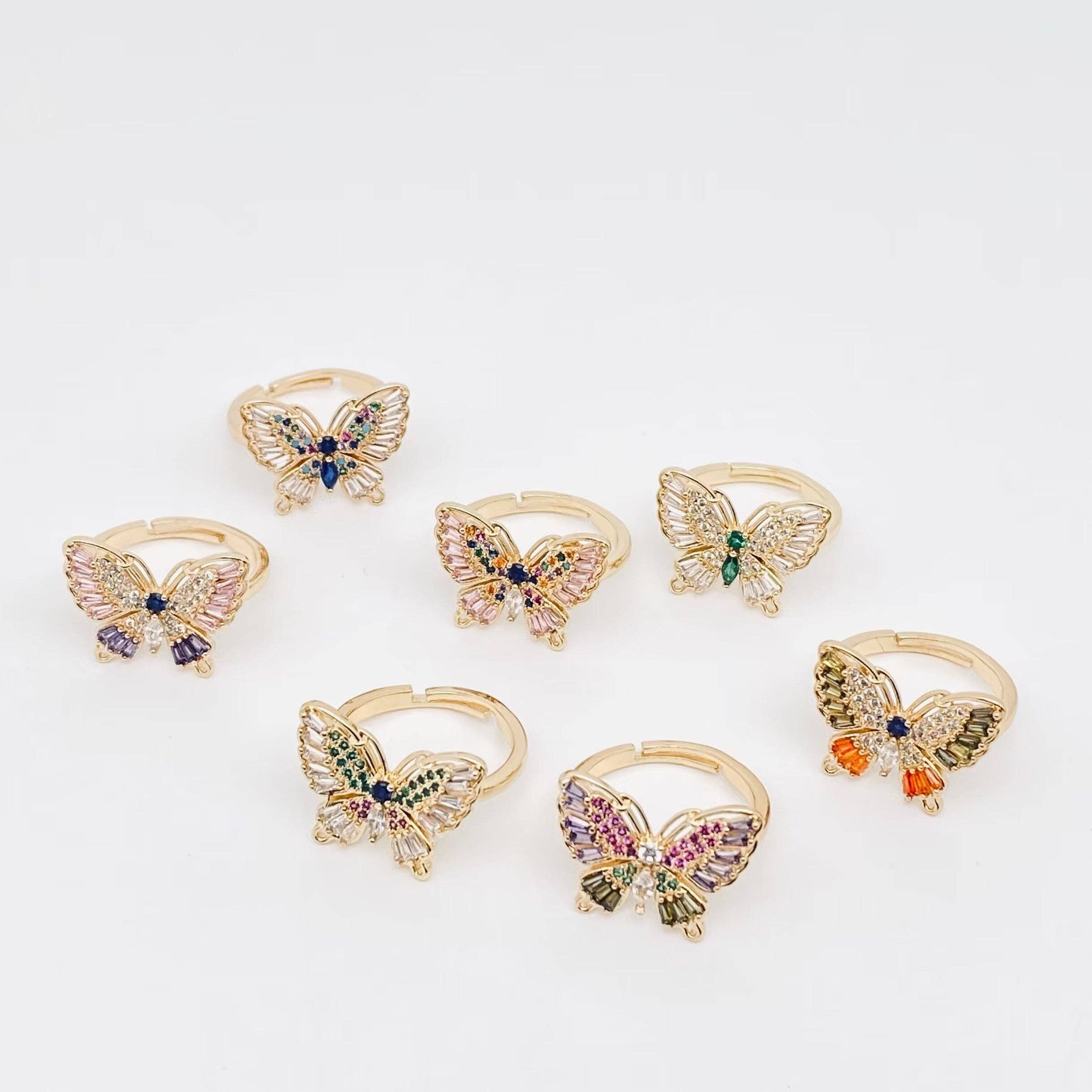 Mio Queena – wholesale Multi-stone ring – Multicolor Cubic Zirconia Butterfly Adjustable Ring2