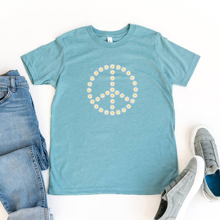 Daisy Peace Sign | Hverdag | Ungdom kort ærme Crew for engroshandel hos The Juniper Shop Wholesale