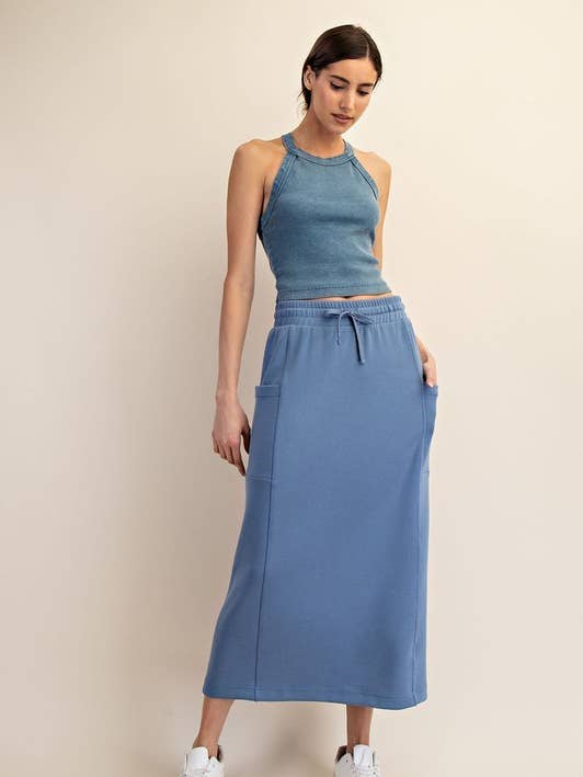 Sunday Morning - Wholesale Skirt - Women's - S327037- RELAXED FIT MODAL SCUBA LONG SKIRT9