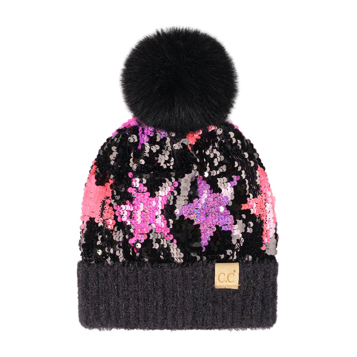 Truly Contagious - Wholesale Beanie - Kids - CC Kids Sequin Fur Pom Beanie - Kids Hat ( KD-HTE0012 )14