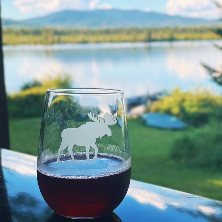 Reclaimed Maine Co. - Wholesale Wine Glass - Lake Inspired Etched Stemless Wine Glasses | 15 oz Glassware1