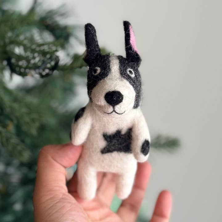 Marionnette à doigt en feutre : Bouledogue français pour la vente par Ganapati