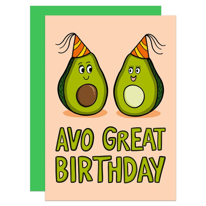 Avocado Party Pun Verjaardag A6 kaart voor wholesale door TeePee Creations