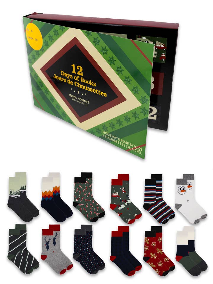 Mens Christmas Holiday PREMIUM Themed Sock Advent Calendar for wholesale by Gertex