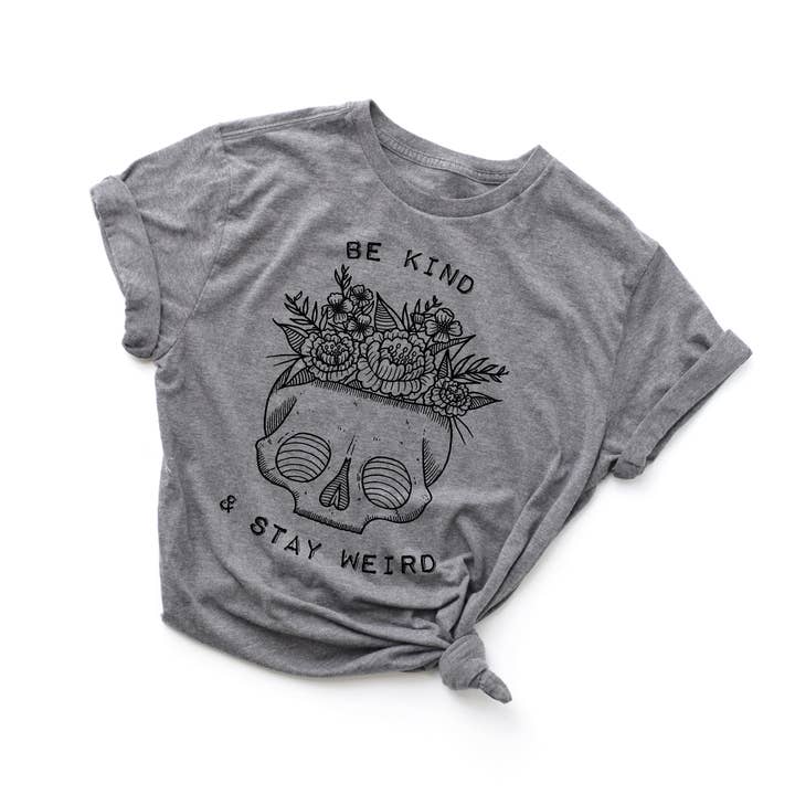 Mjuk grå skalle och blommor skjorta - Var snäll och håll dig konstig för wholesale av Electric Little Things