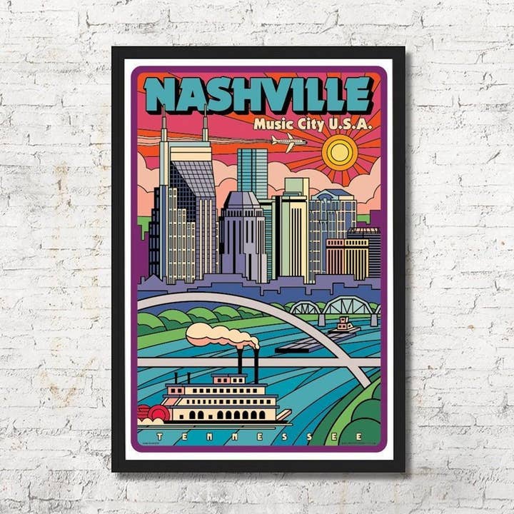 Impression murale Nashville Skyline, décoration d'intérieur du Tennessee pour la vente par Red Robot Design & Illustration
