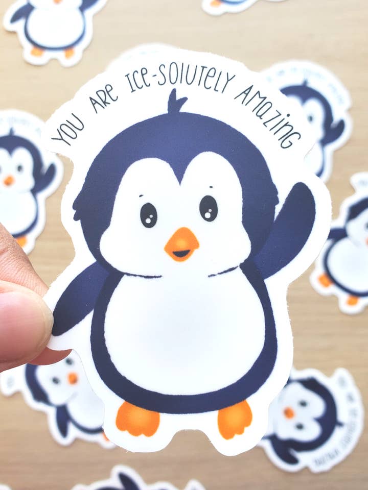 Pingvin-klistermærke (5,6 x 7,6 cm) for engroshandel hos Turiberry