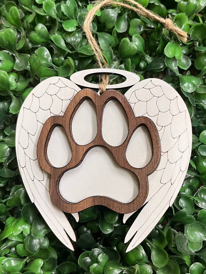 Pet Paw Print Memorial Christmas Ornament for wholesale by Three Busy Bees Creations