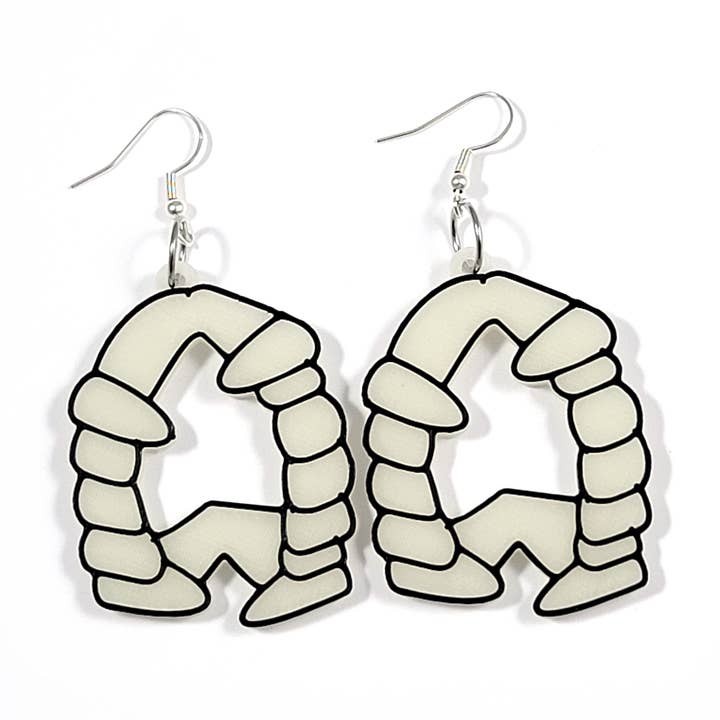 Printy Vibes - Wholesale Hangende/ronde oorbellen - Vampire Teeth Halloween Spooky Statement Oorbellen 3D geprint0