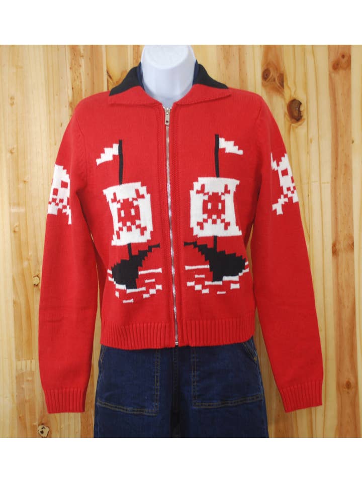 Astro Bettie – wholesale Knitted jumper – Women′s – AHOY 1950's Pirate and Skulls Sweater-Red