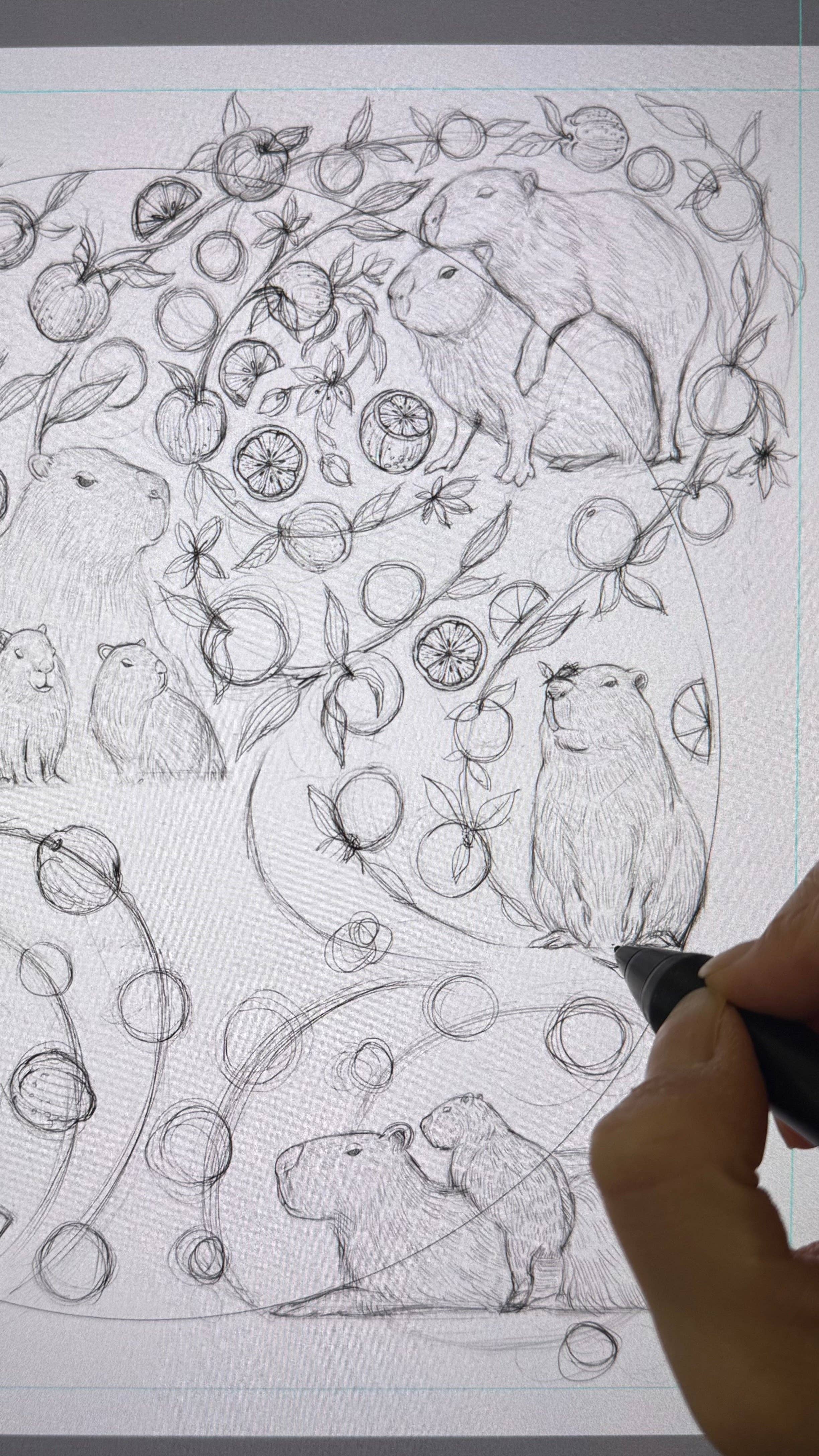 sol&mar art co. - Wholesale Bandana - Women's - Capybara Yuzu Art Bandana Scarf (Pink-Orange)11