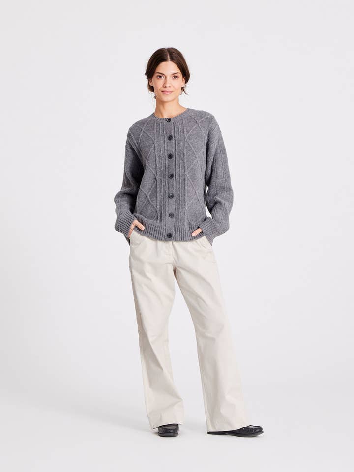 Clara Lambswool Cardigan - Grafitti Grey Melangé for wholesale by gai-lisva