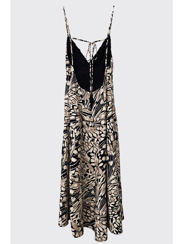 Black Printed Open Back Maxi Dress for wholesale on Faire9