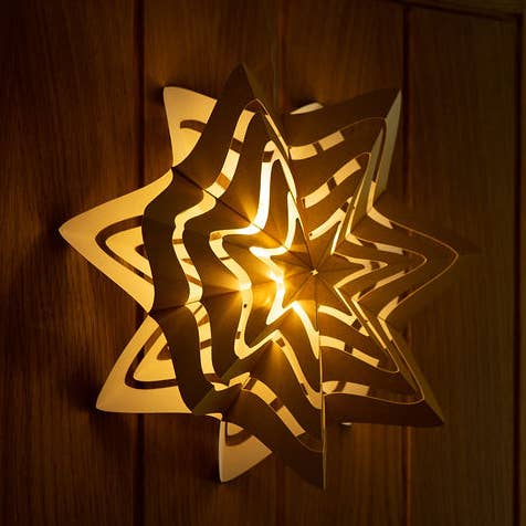 Décoration suspendue d'éclairage de papier LED éclairé par aiguille d'or pour la vente par Bollywood Christmas