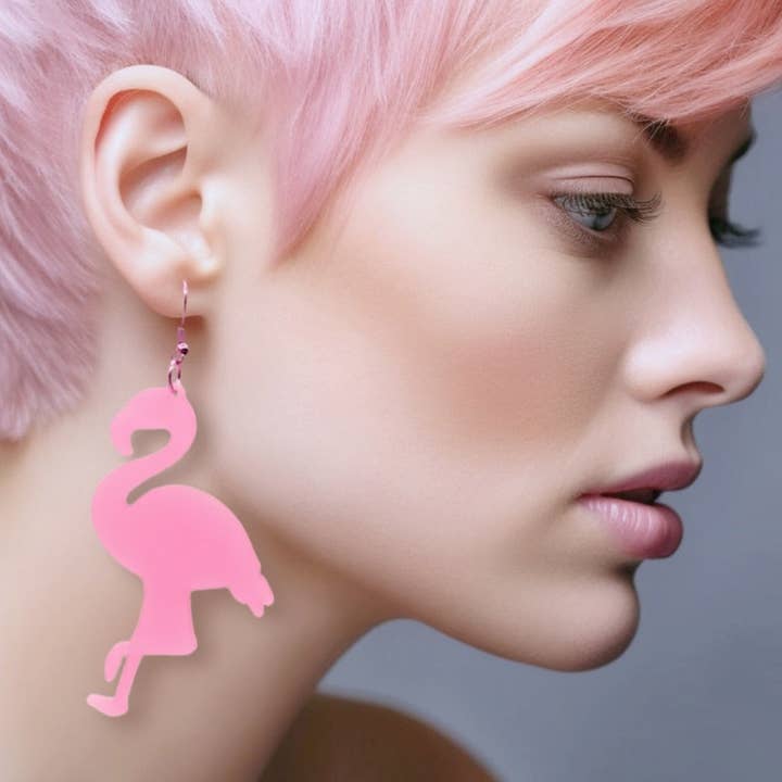 Pink Flamingos Dangle Earrings for wholesale by Mixtape Your Life