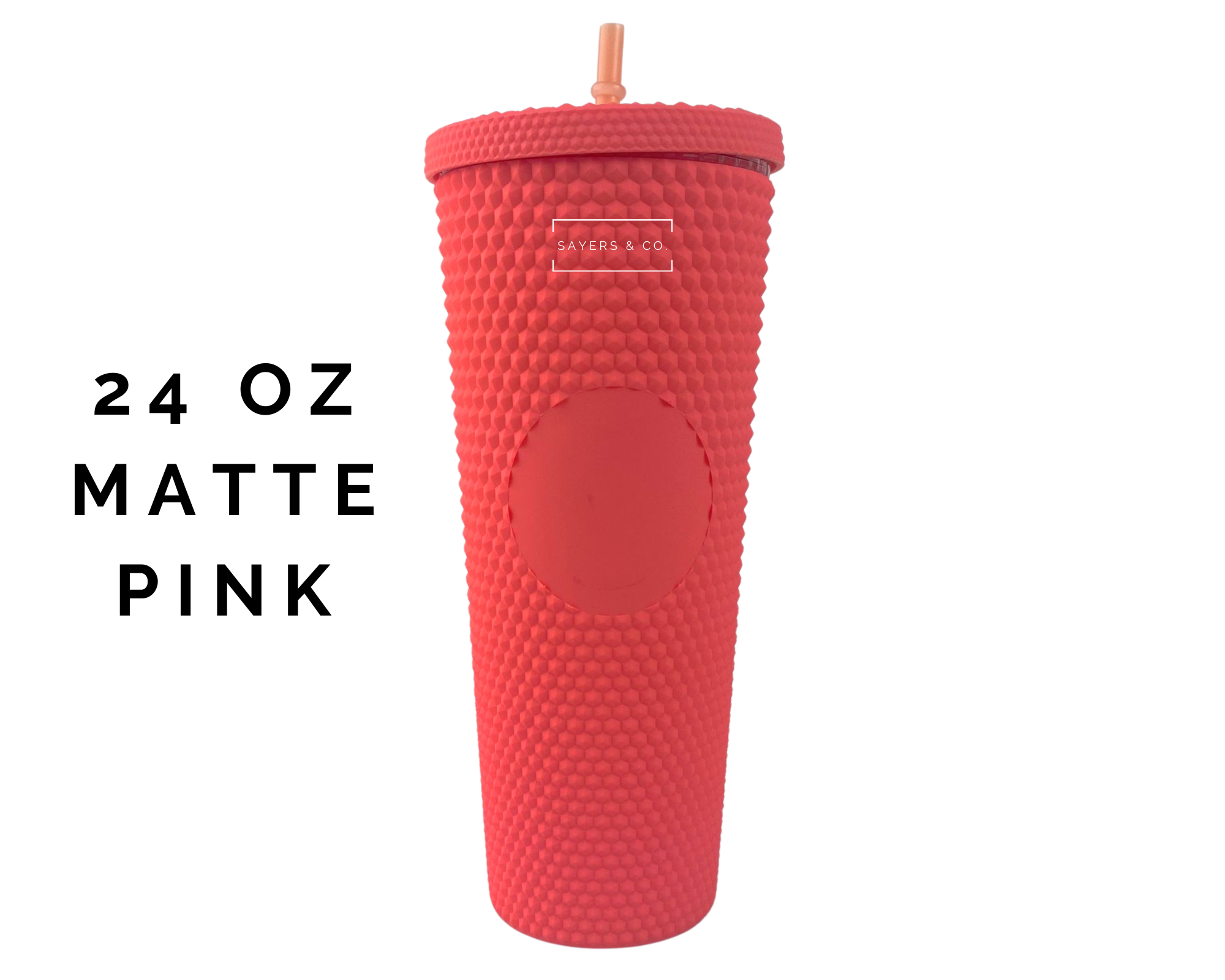 Sayers & Co. – wholesale Isolerade dryckesvaror – Custom Merry Mini dubbade 24oz skruv topp Tumbler, dubbelväggiga isolerad matt svart, matt korall, Sayers & Co., partihandel, Bulk31