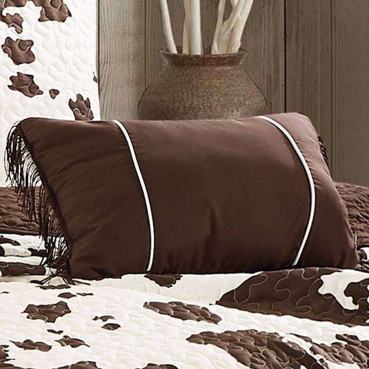Linen Mart - Wholesale Quilt - Rustic Cowhide Brown Cow Skull Quilt Set - 5 Piece Set